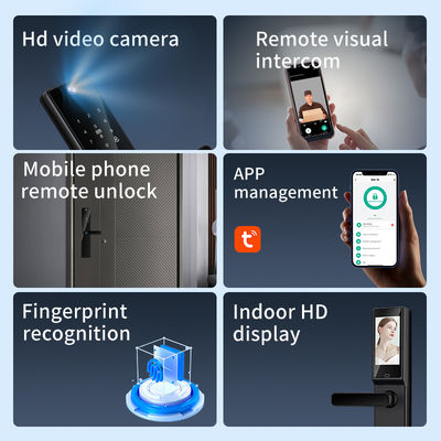 Automatic Video Calling Tuya Wifi App Fingerprint Recognition Key Card Code S819-2MAX Smart Door Lock For Home Hotel Apartment