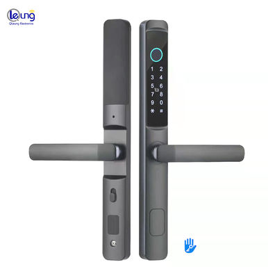 Black Zinc Alloy Smart Lock with Fingerprint WiFi Bluetooth for Aluminum Doors