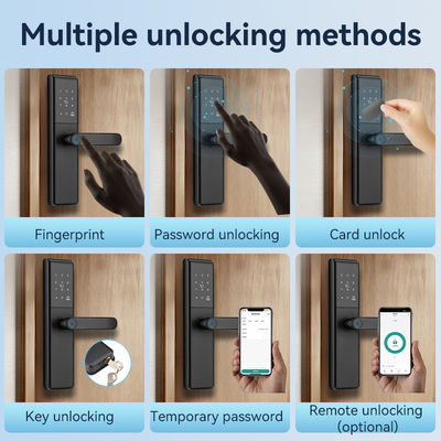 Qleung S851 Smart Door Lock Tuya Wifi Smart Remote Control Fingerprint Password Card Key for Hotels Apartments Offices