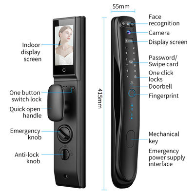 QLEUNG 3D Face Recognition Door Lock Fingerprint Card Code Access Tuya Active Video Calling WiFi Access Control Digital Lock