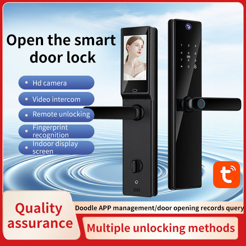 Automatic Video Calling Tuya Wifi App Fingerprint Recognition Key Card Code S819-2MAX Smart Door Lock For Home Hotel Apartment