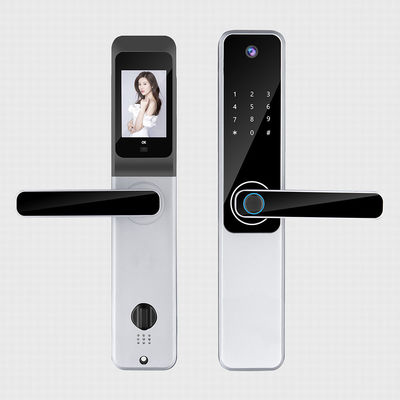 อลูมิเนียม Tuya ปราดเปรื่อง Fingerprint ล็อค สีดํา ห้องโรงแรม ล็อกประตูอิเล็กทรอนิกส์