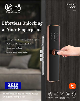 6068 ติดนิ้วมือ Mortise ประตูล็อค Tuya TTล็อค อินเตอร์เน็ตไร้สาย APP