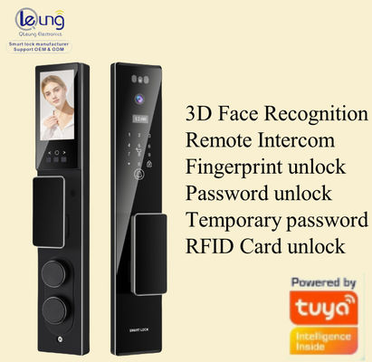 Qleung S555Max Face ID วิดีโอ อินเตอร์คอม การจําปริ้วมือ การ์ดรหัสกุญแจ Tuya App Remote Control Smart Door Lock